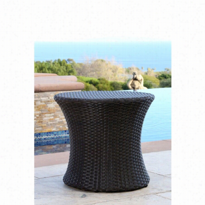 Abbyson Living Carlsbad Exterior Wicker End Table In Espresso Brown