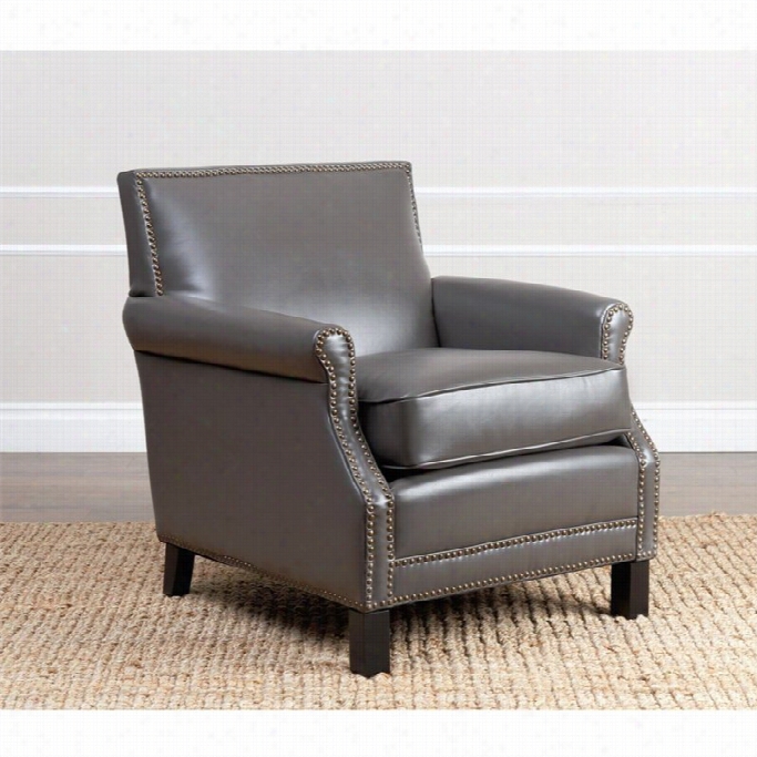 Abbyson Living Kennedy Leather Accent Chair In Gray