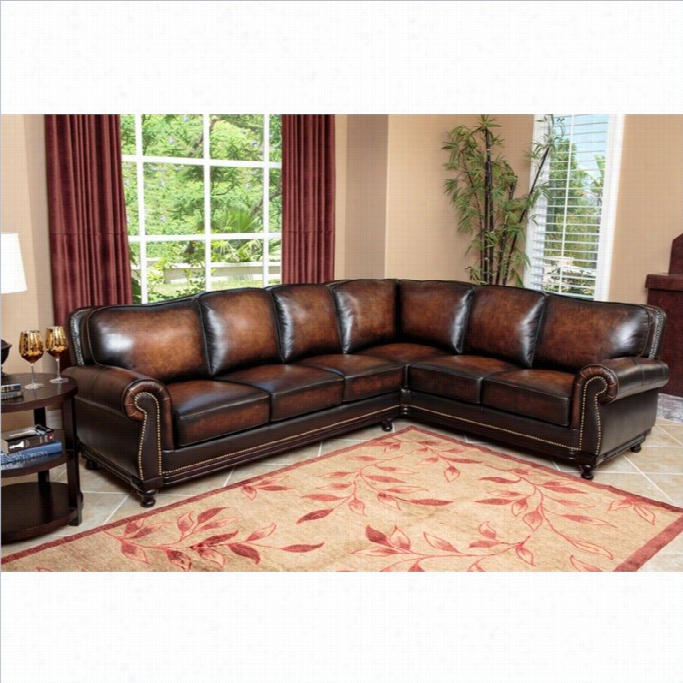 Abbyson Living Nizza 2 Piece Leather Sectional In Brown