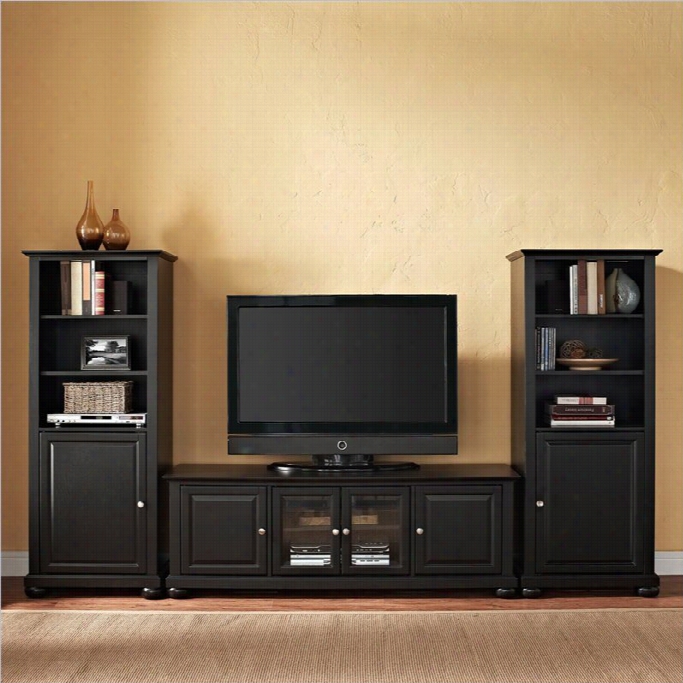 Alexandria 60 Loe Profipe Tv Stand And 2 Audio Piers In Black