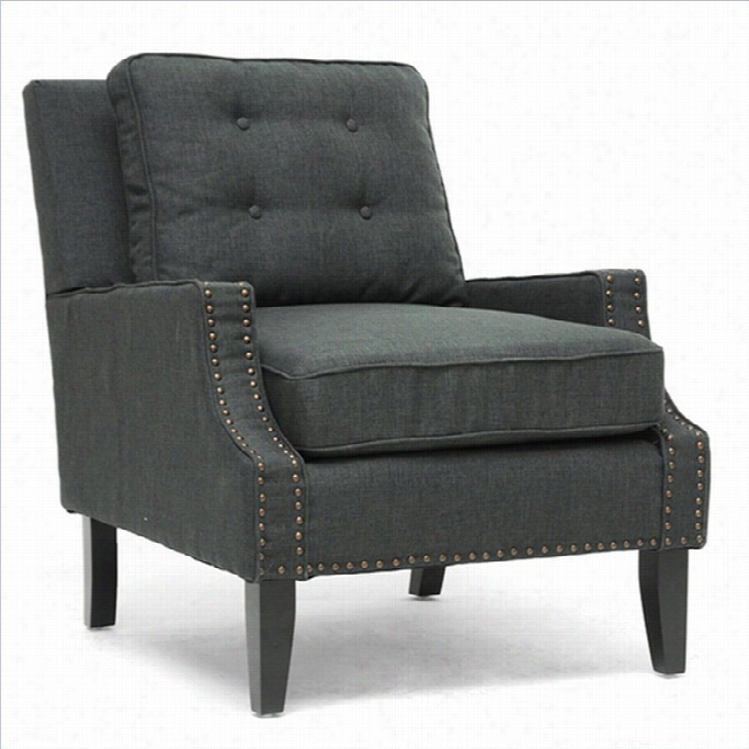 Baxton Studio Nowich Fabric Tufted Club Arm Chair In Graay