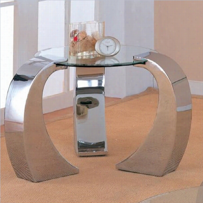 Coaster Custerc Hrome End Table Wtih Glass Top