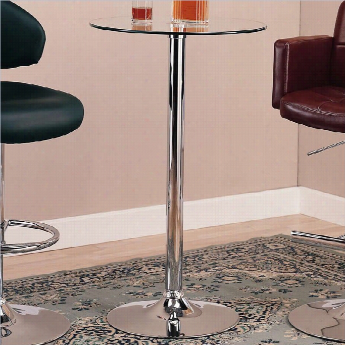 Coaster Glass Top Round Body Of Lawyers Table With Chrome Base