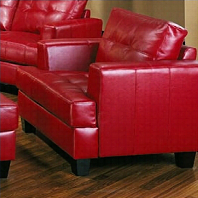 Coaster Samuel Tuftd Leather Club Chair In Red