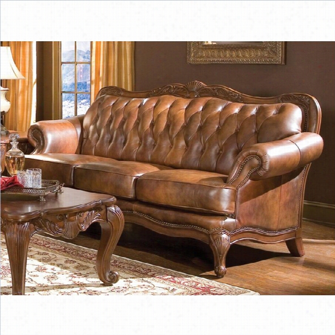 Coaster Vienna Classic Brown Leather Sofa