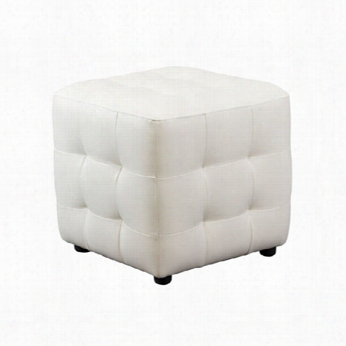 Diamond Sofa Zen Leather Tufted Cube Accent Ottoman In White