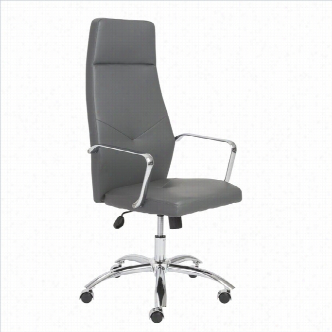 Eurosytle Napoleon Richly Back Office Chair In Gray  An Chrome