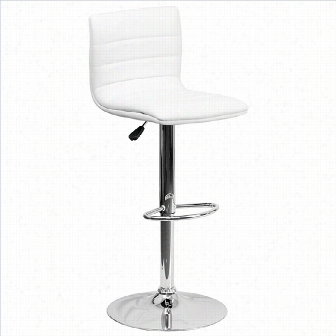 Flash Furniture 25 To 33 Striped Obstacle Stool In White Through  Chrome Base