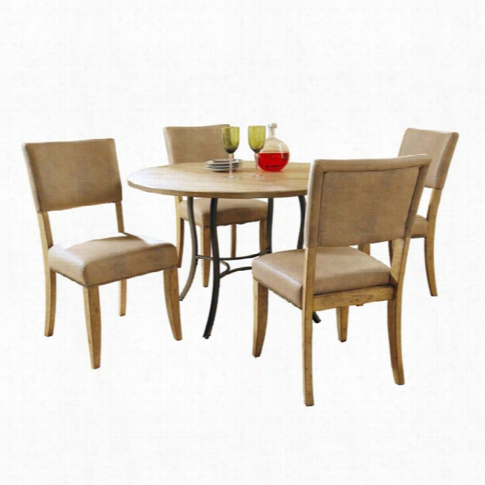 Hillsdale Charleston 5 Pc Round Wood Top Dining Set W/ Parsone Chairs