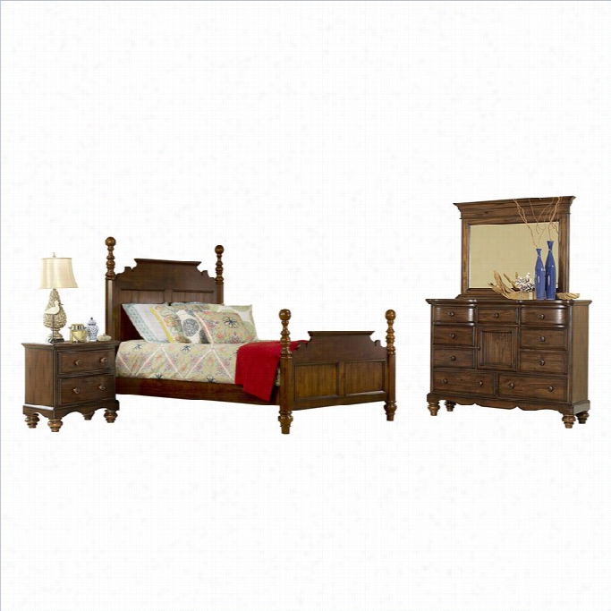 Hillsdae Pine Island Queen Post 4 Piece Bdroom In Dark Pine-queen