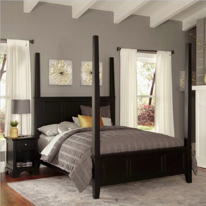 Home Styles Bedford Poster  Bed And Night Stand In Black-queen