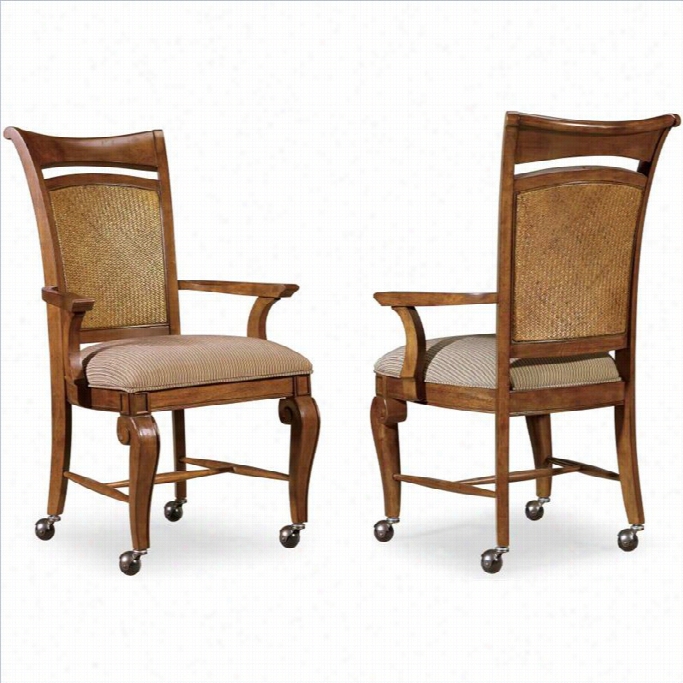 Hooker Furniture W Indward Castered Ram  Dining Chair In Lighht Brown Cherry