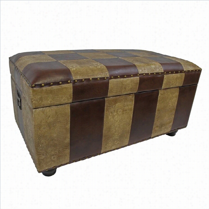 International Caravan Carmel Faux Leather Bench Trnk In Mix Pattern