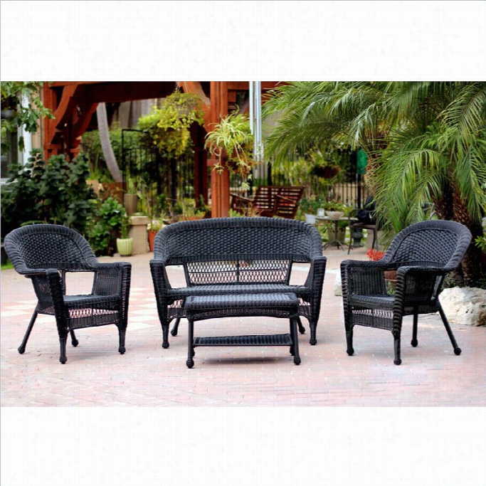 Jeco 4pc Wicker Coversation Set In Black