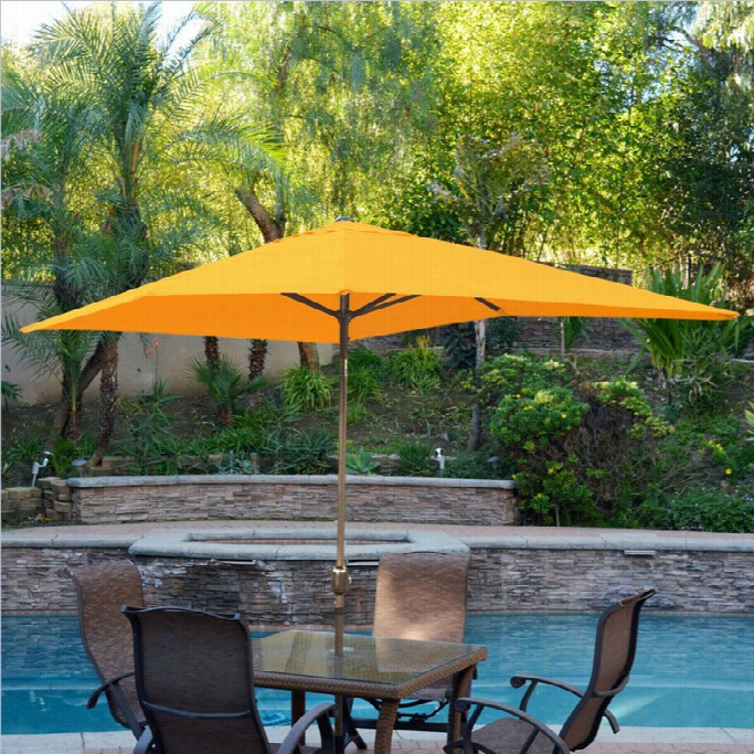 Jeco 6.5' X  10' Aluminum Patio Market Umbrella Tilt With Crank In Yellowfabric Bronze Pole