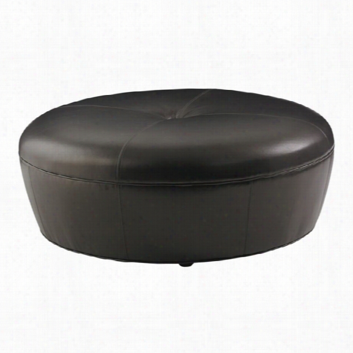 Lexington Carrera Claudia Round  Leather Ottoman In Dark Brown