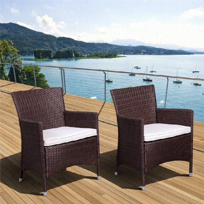 Liberty Set Of 2 Deluxe Patio Wicker Arcmhair In Brown