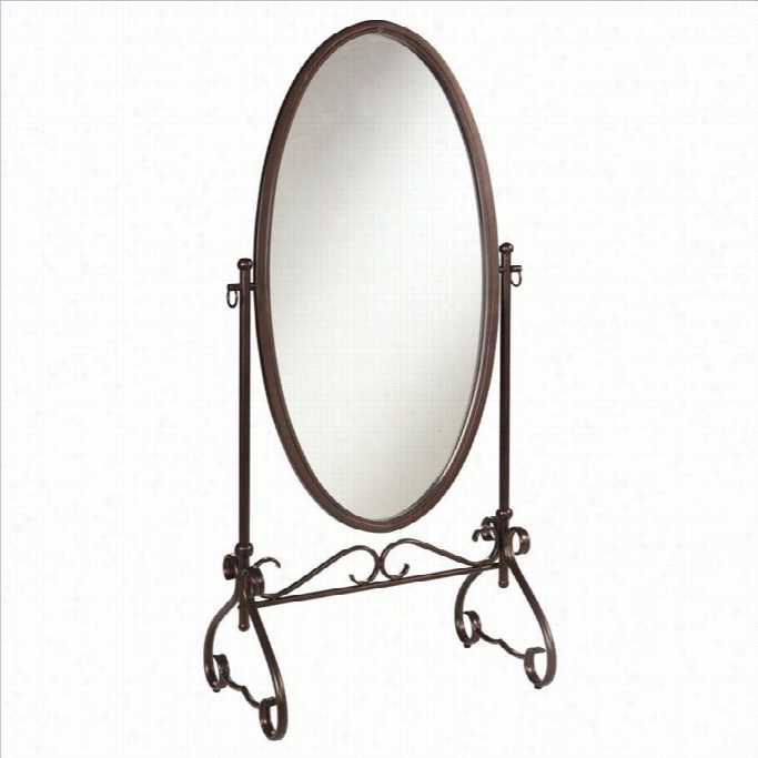 Linon Clarisse Metal Mirror In Antique Brown Finish