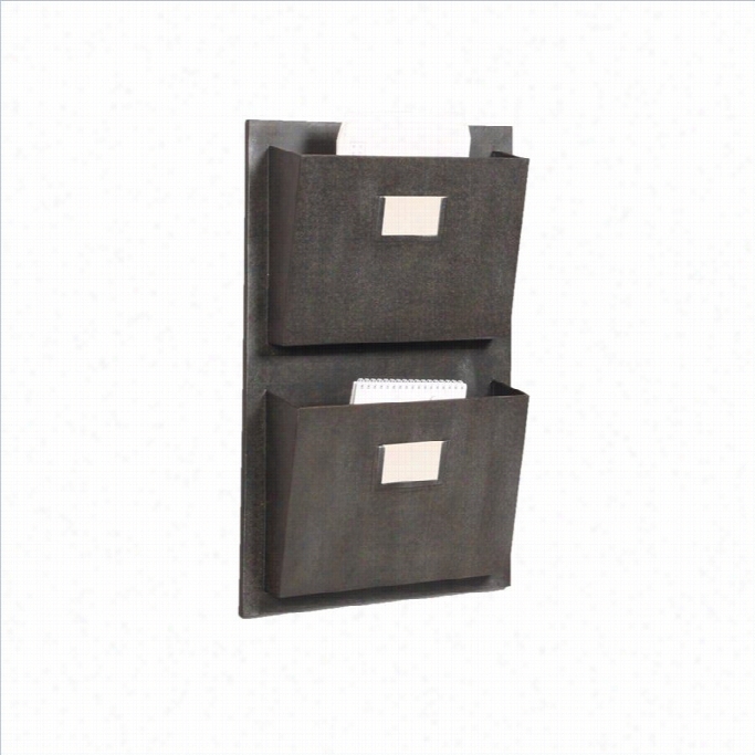 Linon Industrila Metal Two Slot Mailbox In Grey