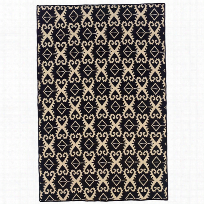 Linon Saloniki 5' X 8' Ikat Wool Rug In  Grey