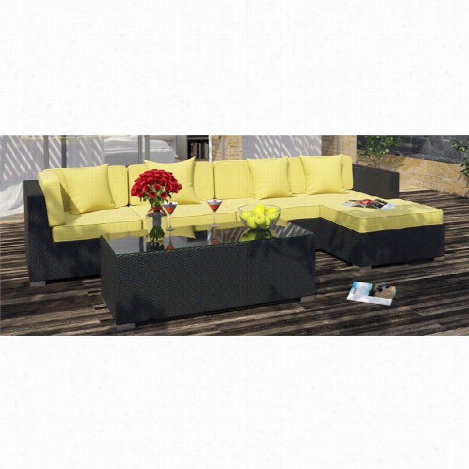 Modway Signal 5  Piece Outdoor Sofa Set In Espresso And Peridot