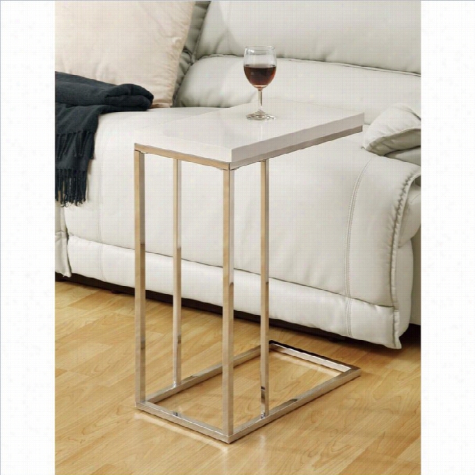 Mnoarch Hlolow-core Accent Table Inn Glossy White And Chorme