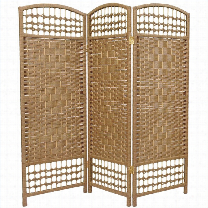 Oriental Fber Weave Room Divider By The Side Of 3 Panel In Natural