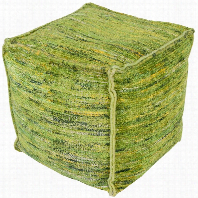 Surga Bazaar Cube Pouf Ottoma In Green