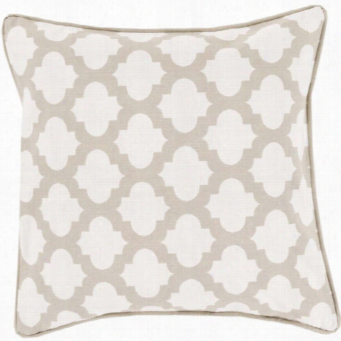 Surya Moroccan Pr Inted Lattice Low F Ill 18 Square Pillow In Gray-haired