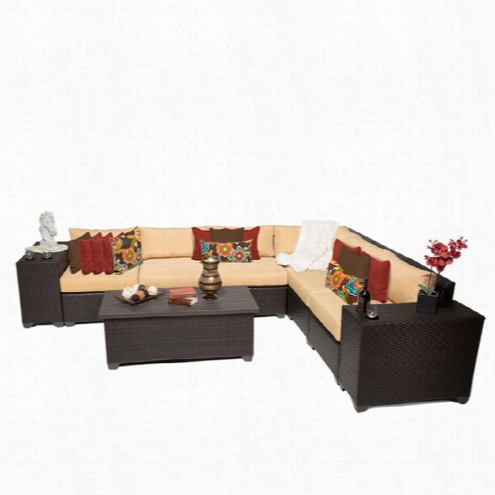 Tkc Barbadso 9 Piece Exterior Wicker Sofa Set In Sesame