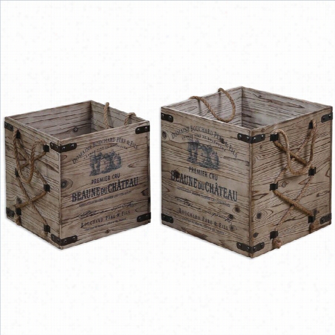 Uttermost Bouchard Rust Sold Fir Wood Crates (set Of 2)