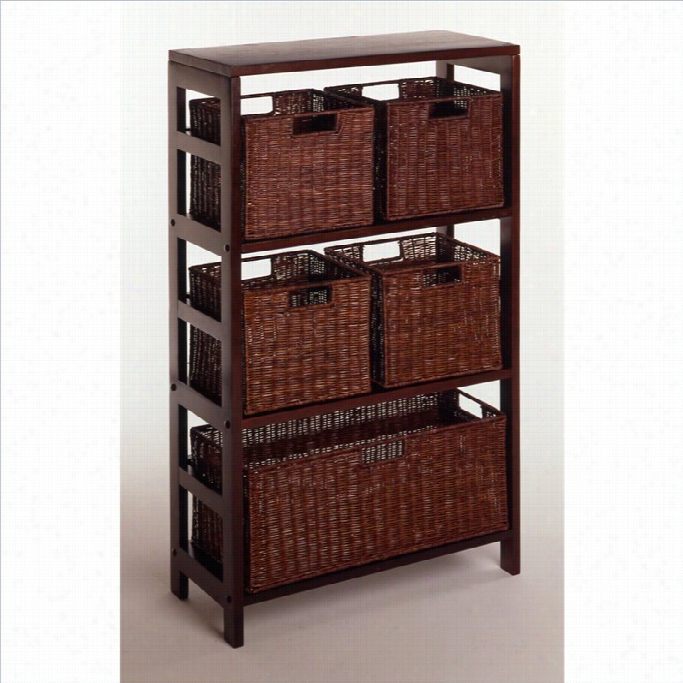 Winsome 6 Piece Set  Shelf And Baskets In Espresso