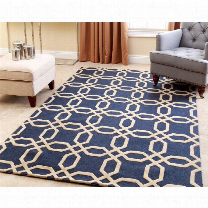 Abbyson Living 3' X 5' New Zealand Wool Rug In Navy Blue