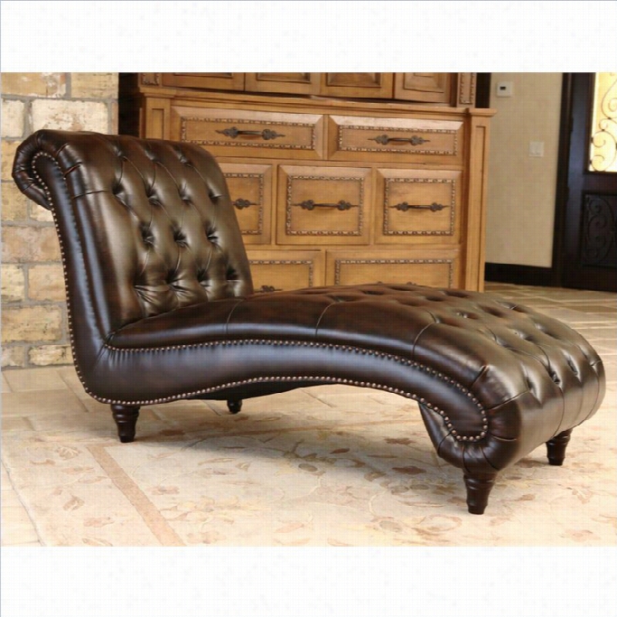 Abbyson Living Mirabello Leather Chwise Lounge In Brown