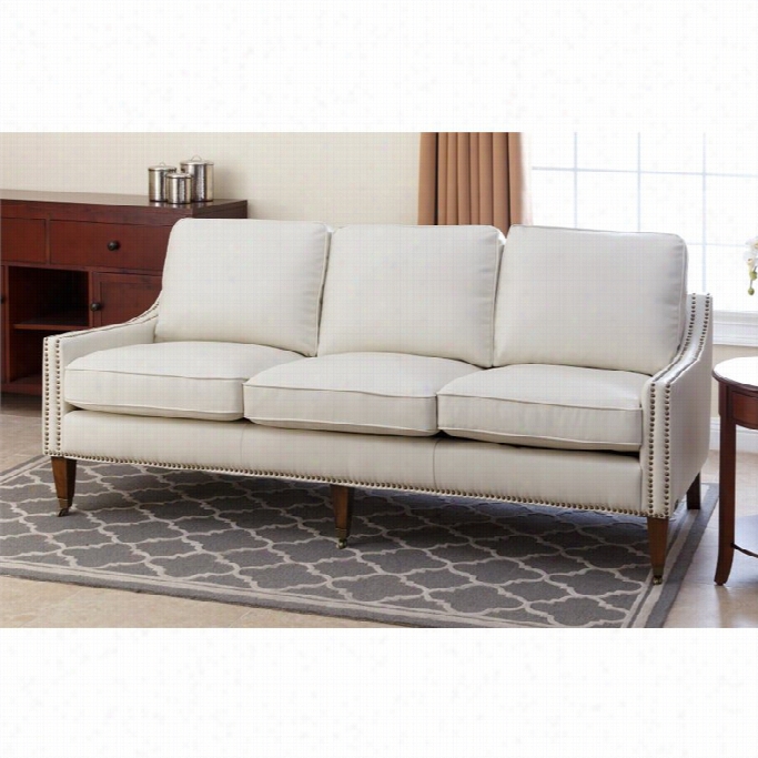 Abbyson Living Mon Ica Pedersen Leather Sofa In Ivory