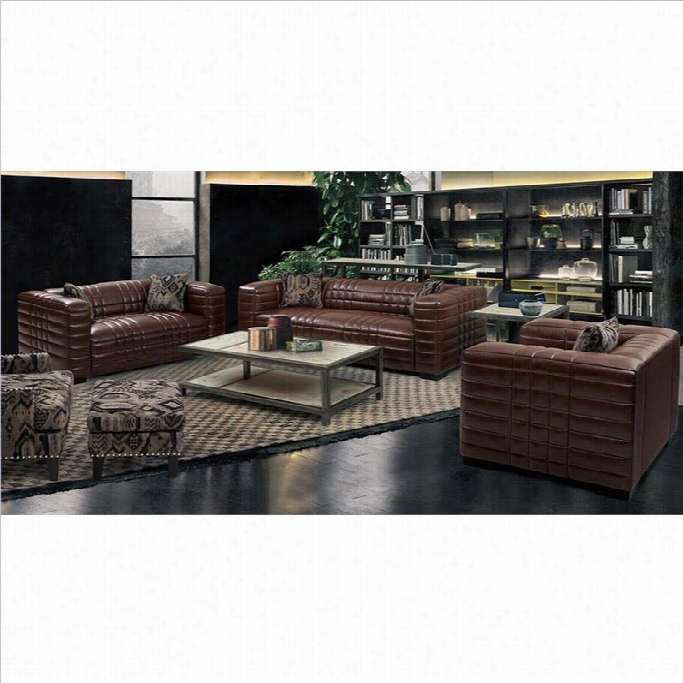 Arme  Living 3 Piece Leather Maxton Sofa Set In Brown