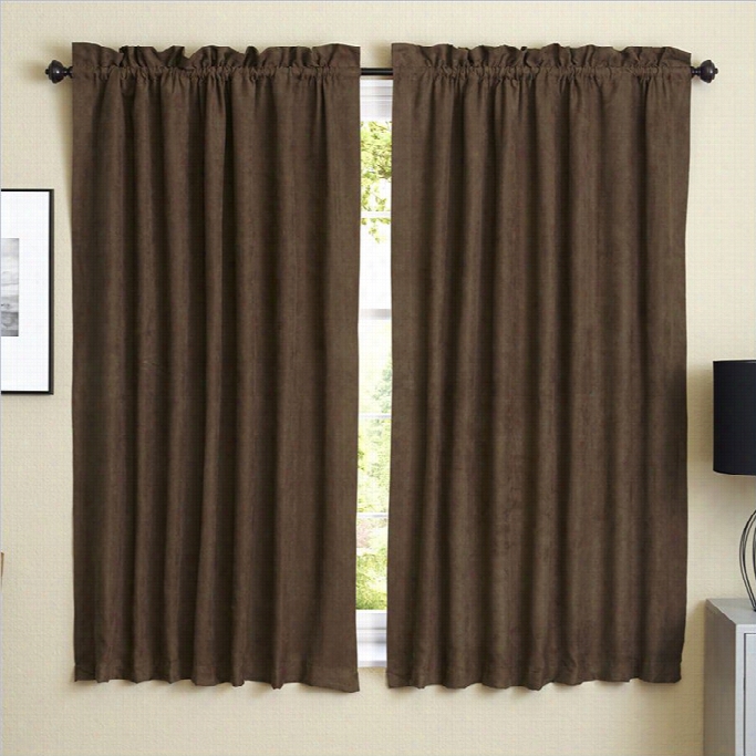 Blazing Needles 63 Inch Blackout Curtain Panes In Chocklate (set Of 2)