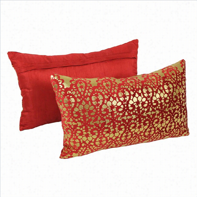 Blazing Needles Paisley Scaled Throw Pillow In Crimson