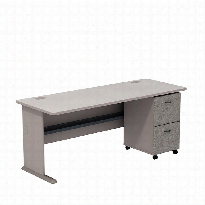 Bsh Bbf Series A 72w Desk With 2dwrm Obile Epdestal (assembled) In Pewter