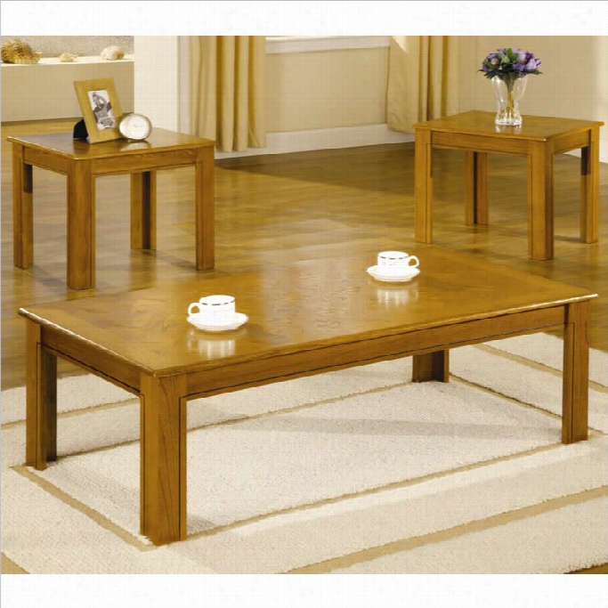 Coaster 3 Piece Occasional Table Set In Natural Oak