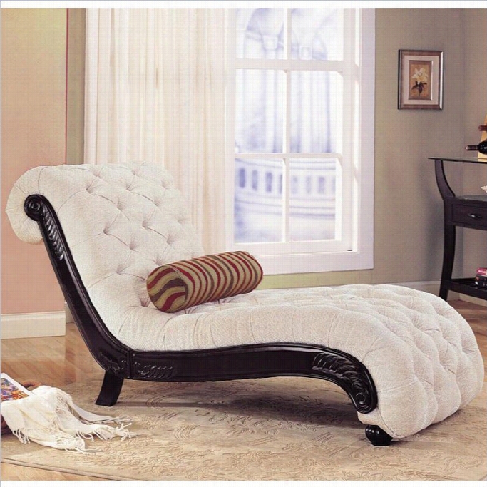 Coastter Accent Seating  Traditional Beige Chaise In Cappucino  Finish