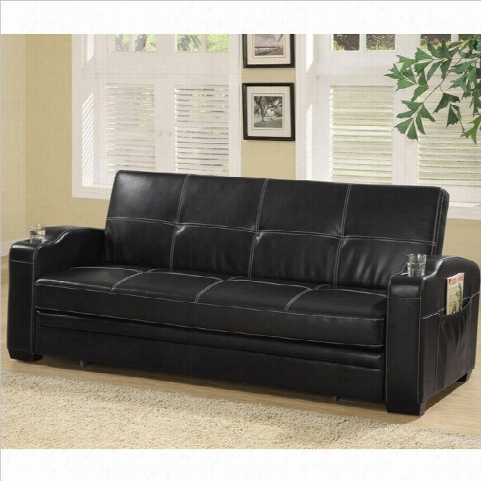 C Oaster Faux Leather S0fa Bed In Black