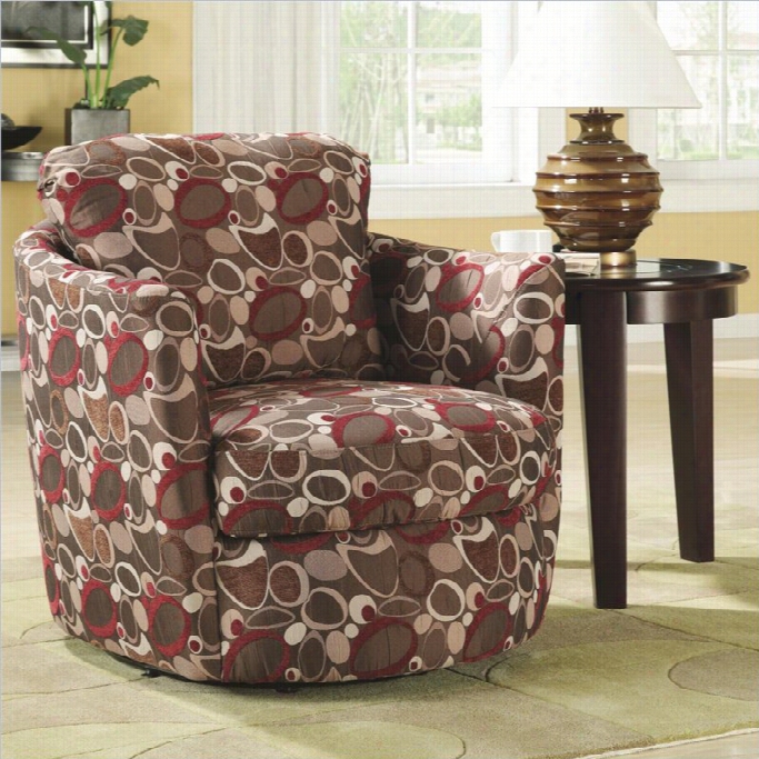 Coaster Swivel Oblong Pattern Upholstreed Barrel Chair