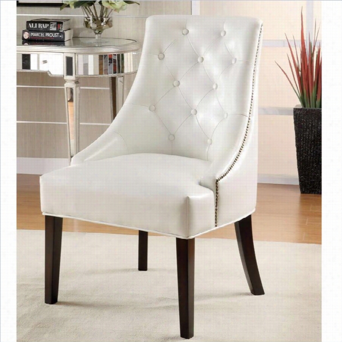 Coaster Upolsterde Swsyback Accent Tufted Chair In White
