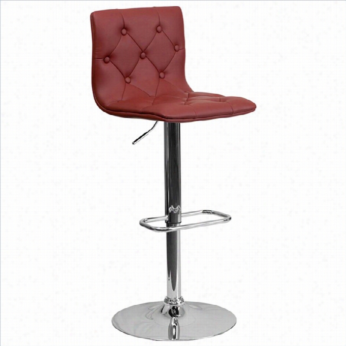 Flash Movables Tufted Adjustable Bar Stool In Burgundy