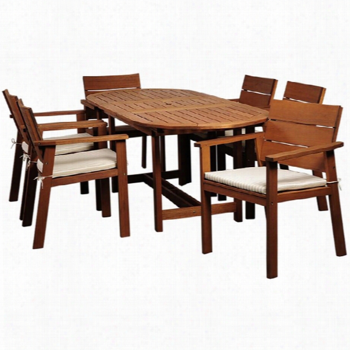 International Home Nelson 7 Piece Wood Patio Dining Set In Eucalyptus