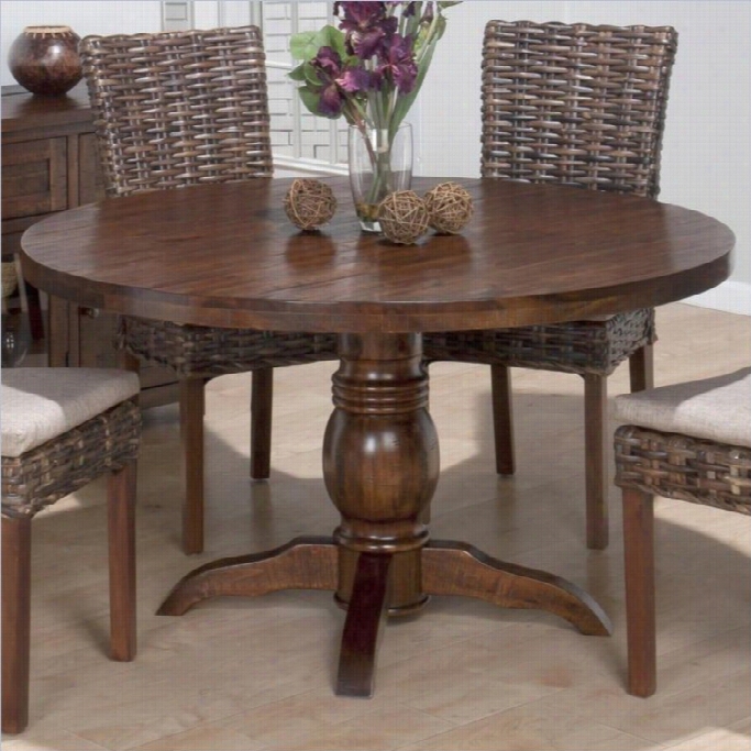 Jofran Round Pedestal Dining Tablee In Urban Lodge Brown