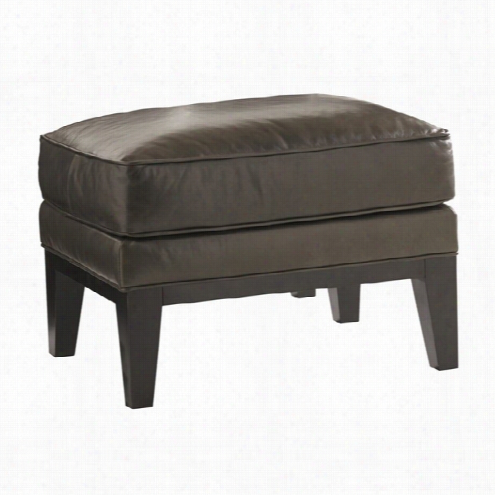 Leington Carrera Giova Nni Leather Ottoman In Greystone