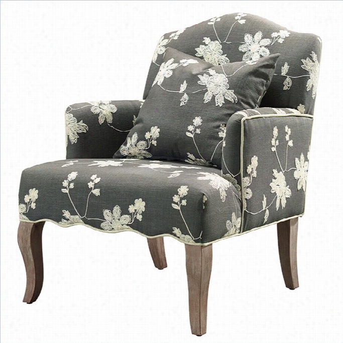 Linon Floral Arm Chair In Gray