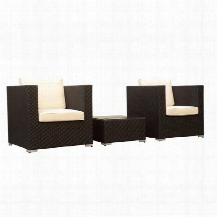 Manhattan Comfort Margate 3 Piece Rattan Outdoor Sofaa Set  In Black